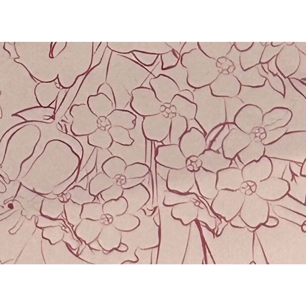 Soft Pink Removable Contact Paper w/Dark Pink Floral Outline 3X 18" x 120" Rolls